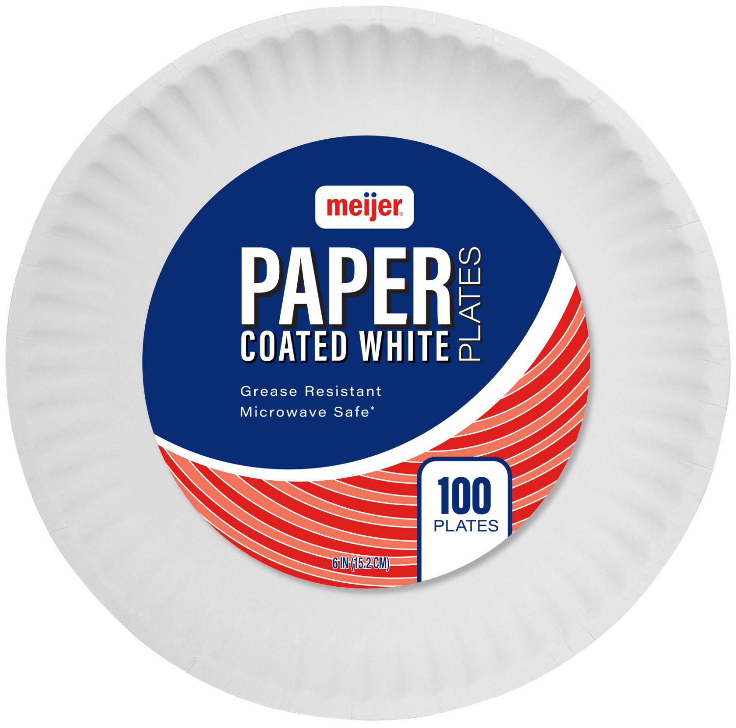 slide 1 of 3, Meijer Coated White Paper Plates 6'', 100 ct