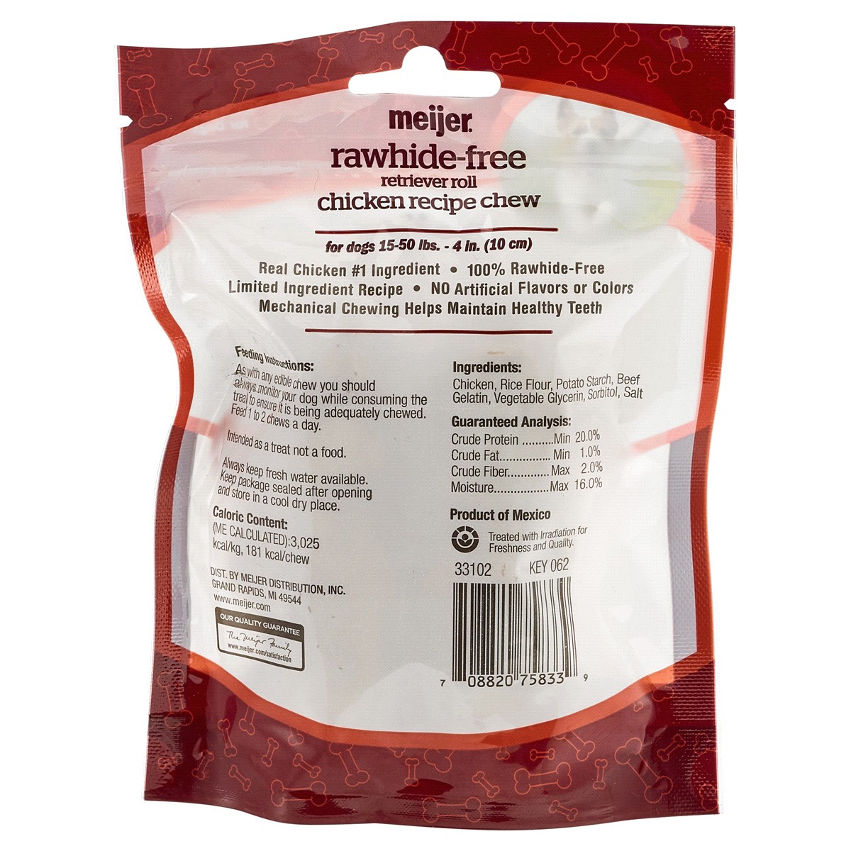 slide 2 of 2, Meijer Rawhide-Free Retriever Rolls 4" Dog Chews, Chicken Recipe, Medium, 2 ct