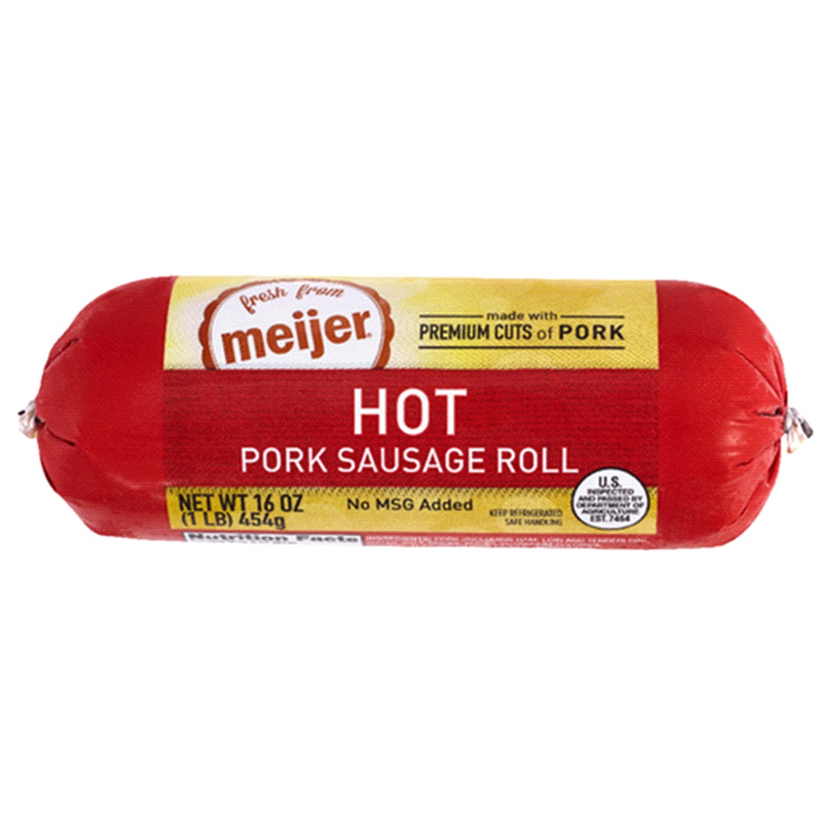slide 1 of 1, Fresh from Meijer Hot Pork Sausage Roll, 16 oz