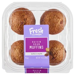 Fresh from Meijer Muffins, Raisin Bran 14 oz, 4ct 