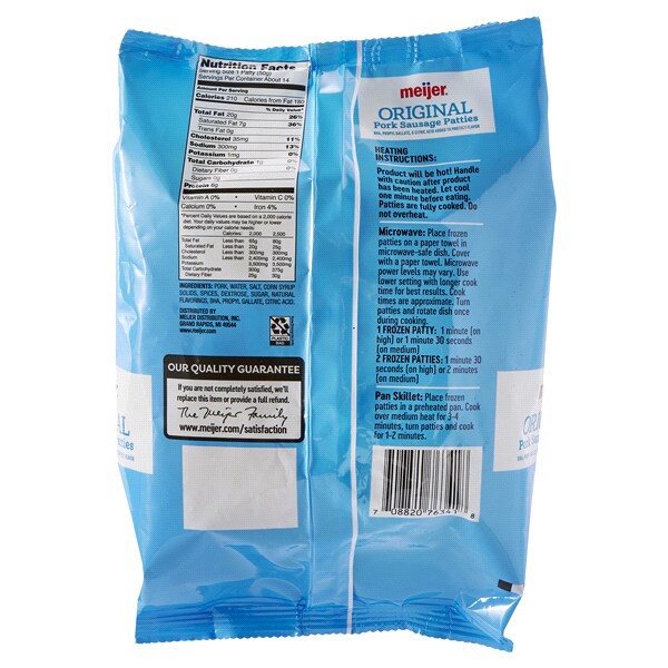 slide 4 of 5, Meijer Fully Cooked Original Pork Sausage Patties, 24.9 oz