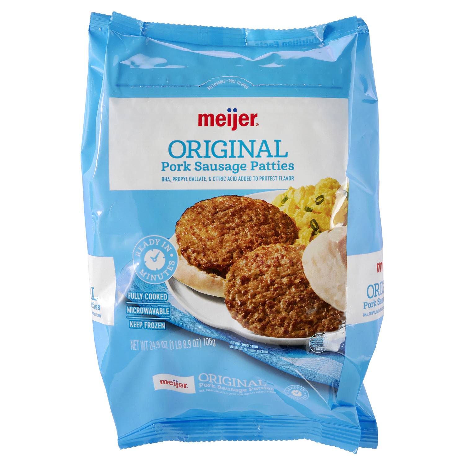 slide 1 of 5, Meijer Fully Cooked Original Pork Sausage Patties, 24.9 oz