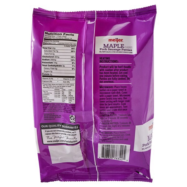 slide 4 of 5, Meijer Fully Cooked Maple Sausage Patties, 24.9 oz