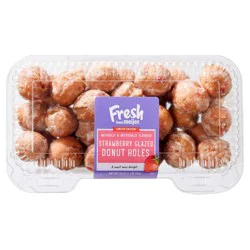 Fresh From Meijer Cake Donut Holes, Strawberry Glazed, 16 Oz