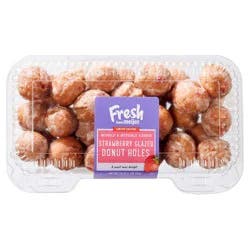 Fresh From Meijer Cake Donut Holes, Strawberry Glazed, 16 Oz
