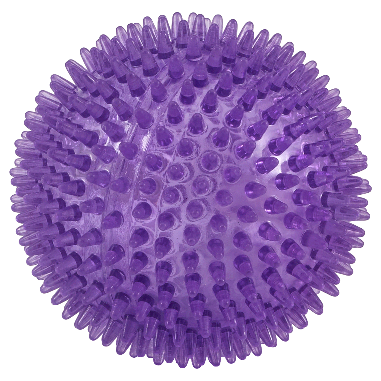 slide 1 of 1, 4" Squeak & Light Spiked Ball Dog Toy, 4 in