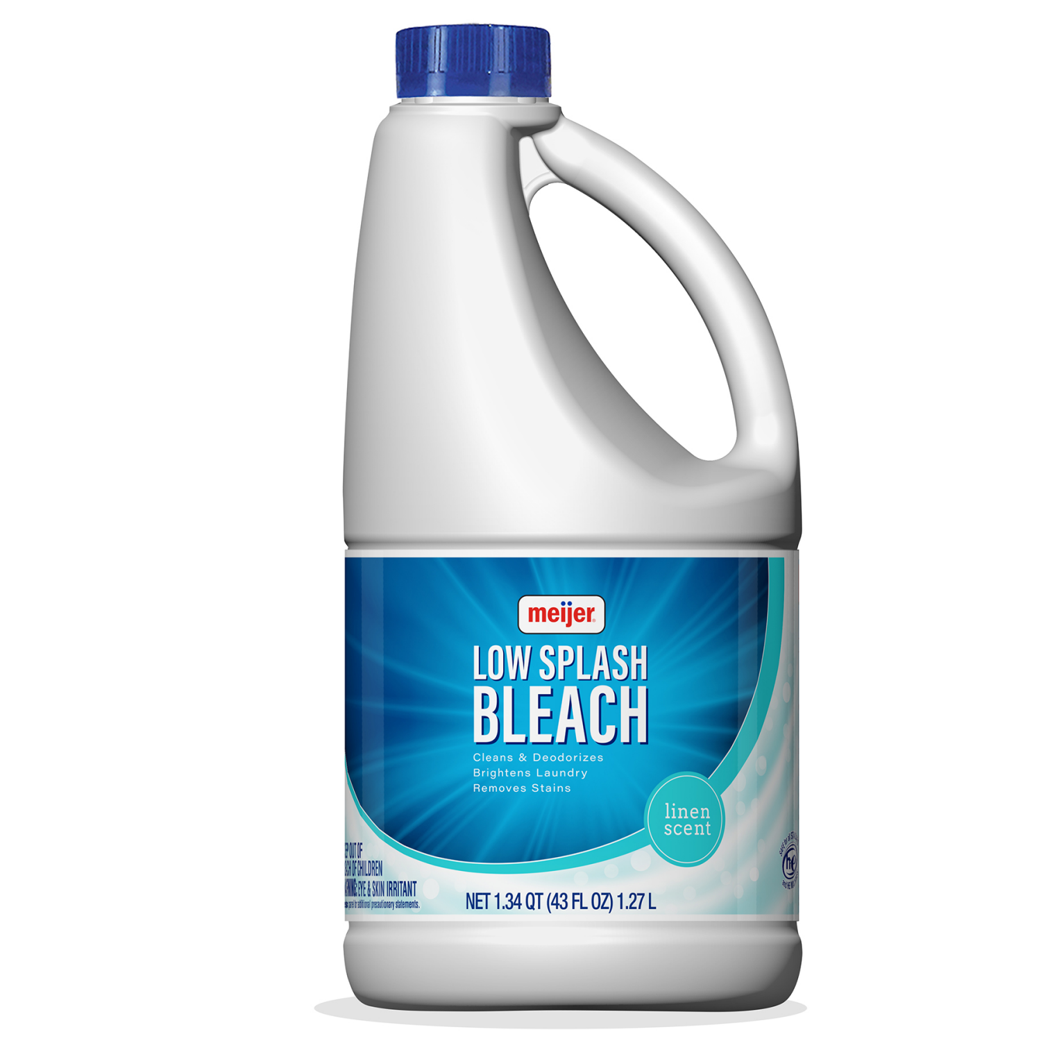 slide 1 of 4, Meijer Low Splash Bleach, Linen Scent, 43 oz