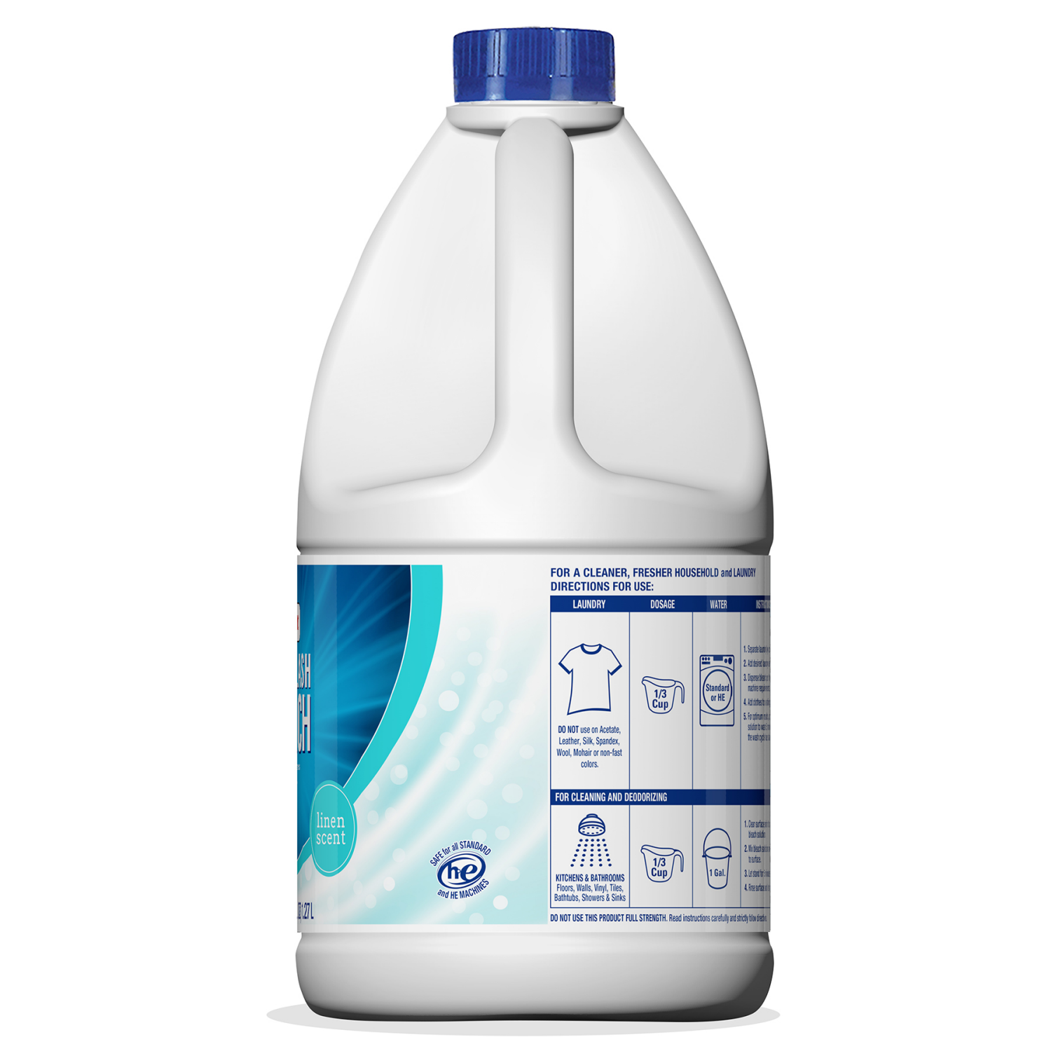 slide 4 of 4, Meijer Low Splash Bleach, Linen Scent, 43 oz