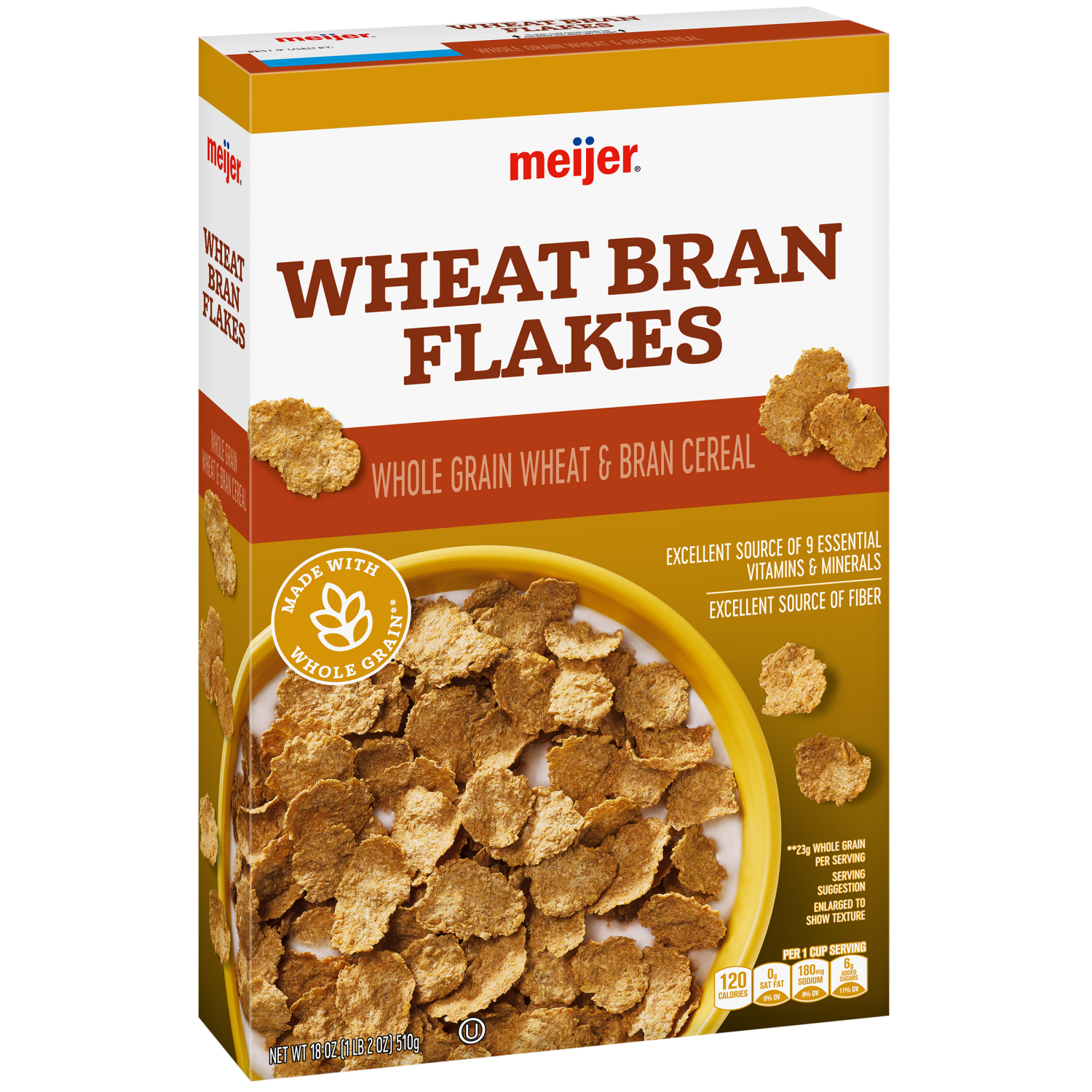 slide 8 of 8, Meijer Wheat Bran Flakes 18oz, 18 oz