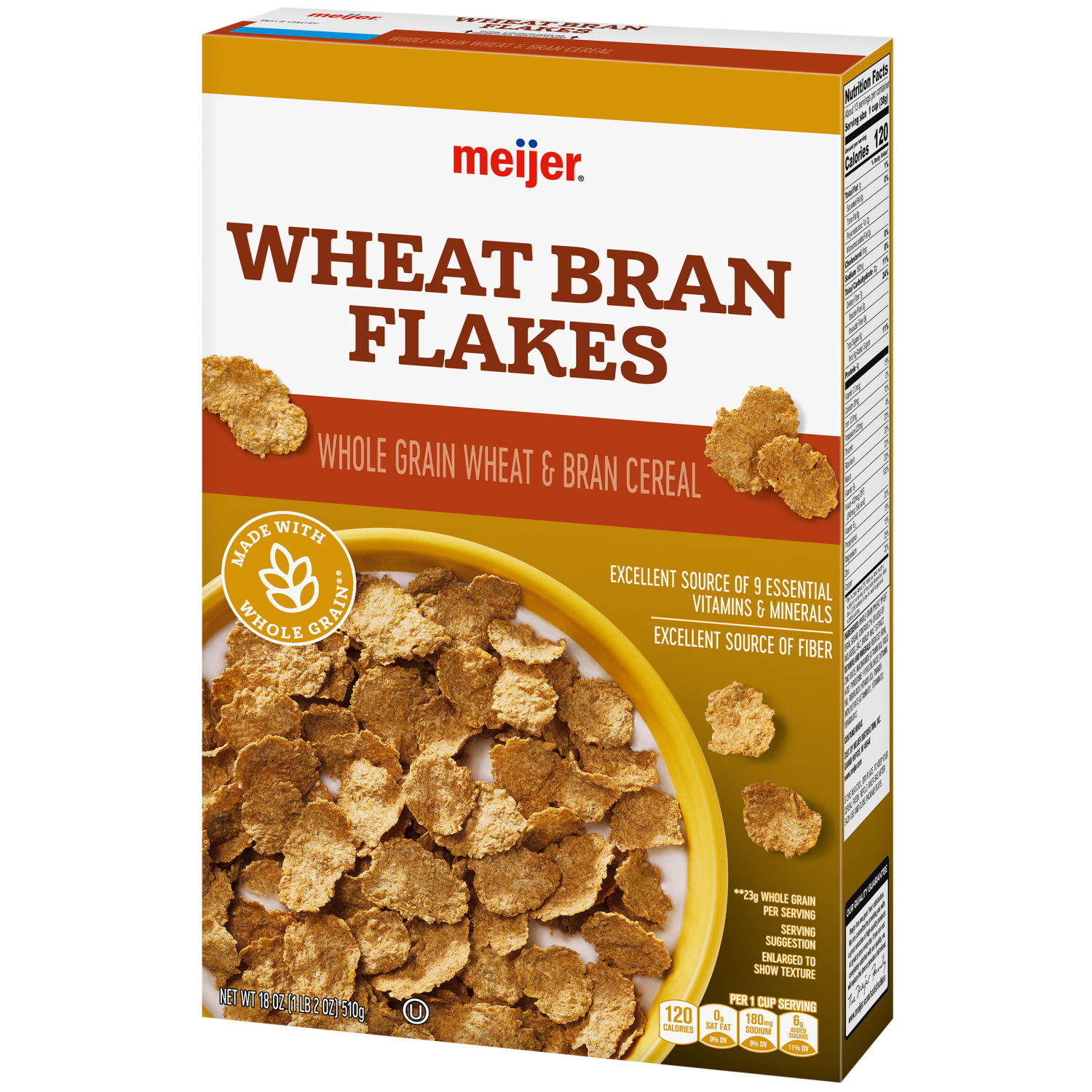 slide 2 of 8, Meijer Wheat Bran Flakes 18oz, 18 oz