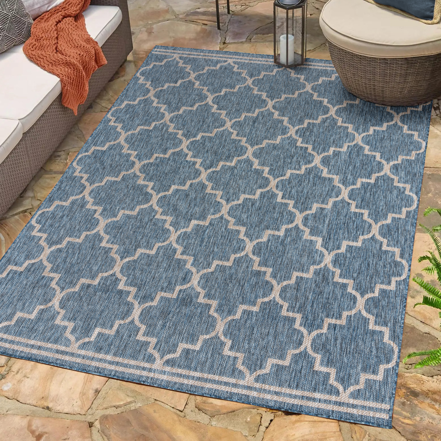 slide 3 of 4, Room & Retreat Tropea Casbah Outdoor Area Rug, 63 in x 84 in, Navy, 1 ct