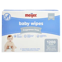Meijer Baby Wipes, Fragrance Free