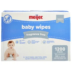Meijer Baby Wipes, Fragrance Free, 1200 Ct