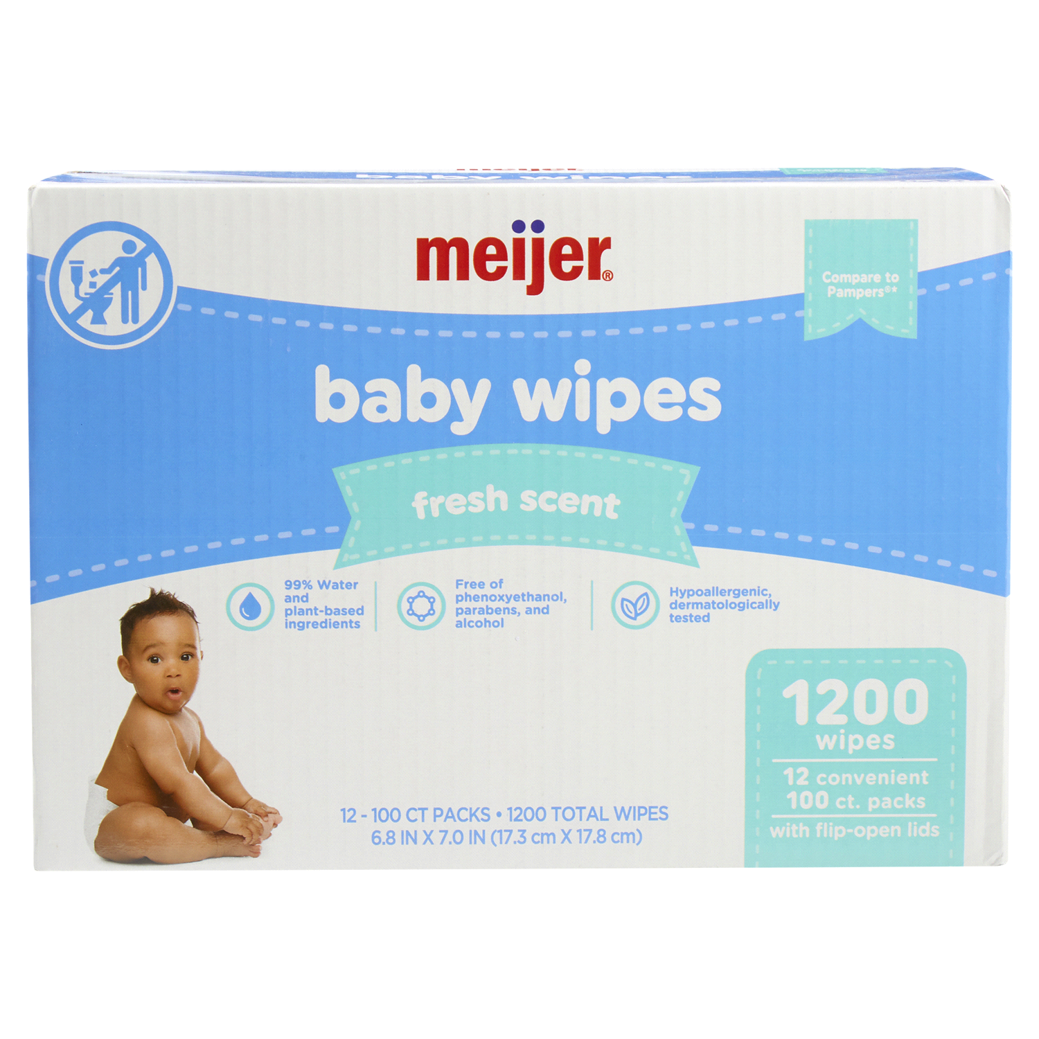 slide 1 of 5, Meijer Baby Wipes, Fresh Scent, 1200 ct