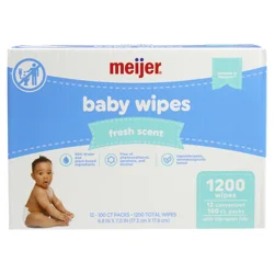 Meijer Baby Wipes, Fresh Scent, 1200 Ct