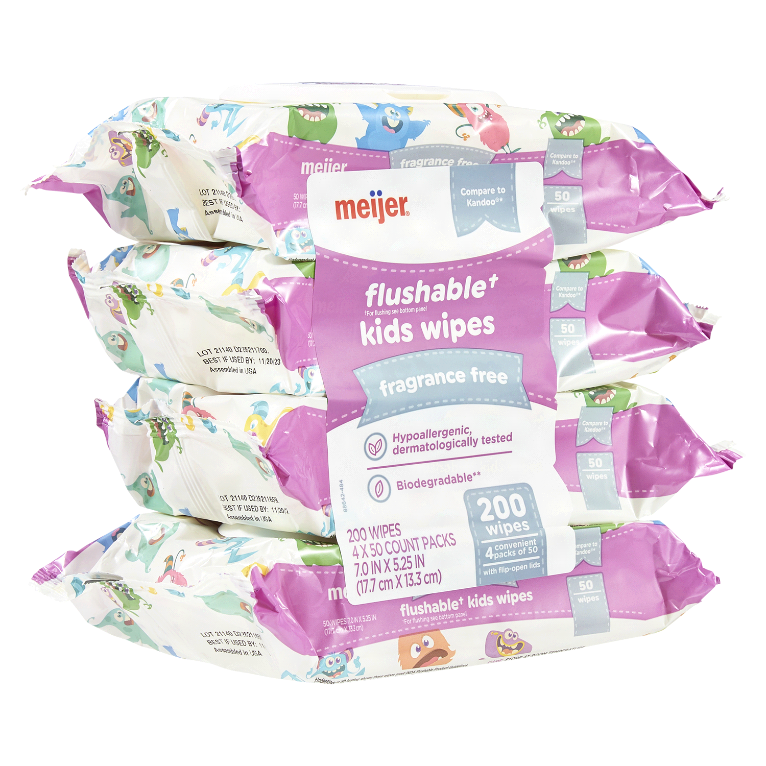 slide 4 of 5, Meijer Flushable Wipes Fragrance Free, 200 ct