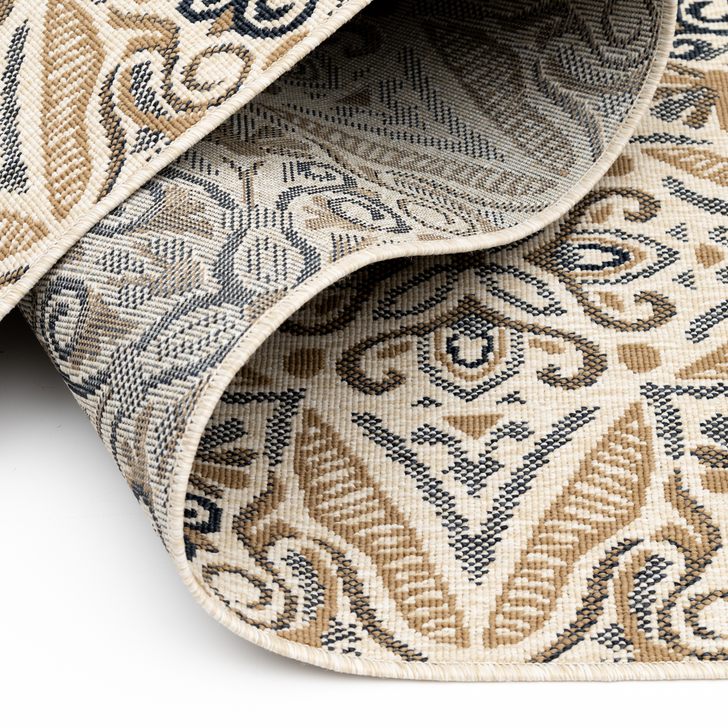 slide 2 of 7, Room & Retreat Solstice Indoor/Outdoor Area Rug Medallion, 5 ft x 7 ft, Tan, 5 ft, 7 ft