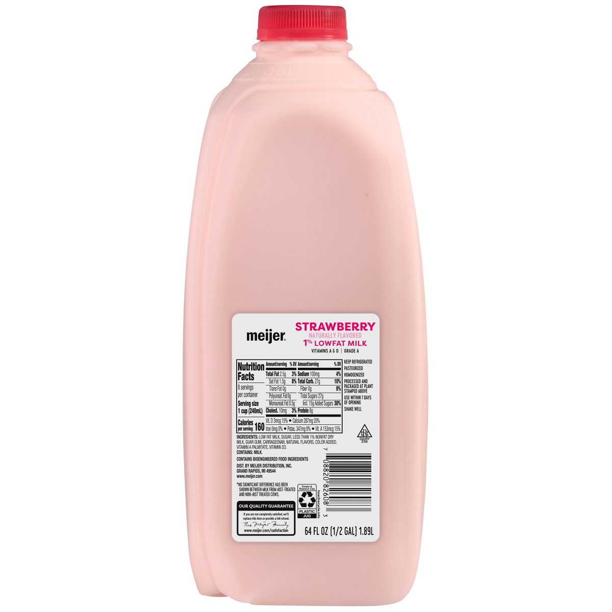 slide 2 of 2, Meijer 1% Low Fat Strawberry Milk, 1/2 gal