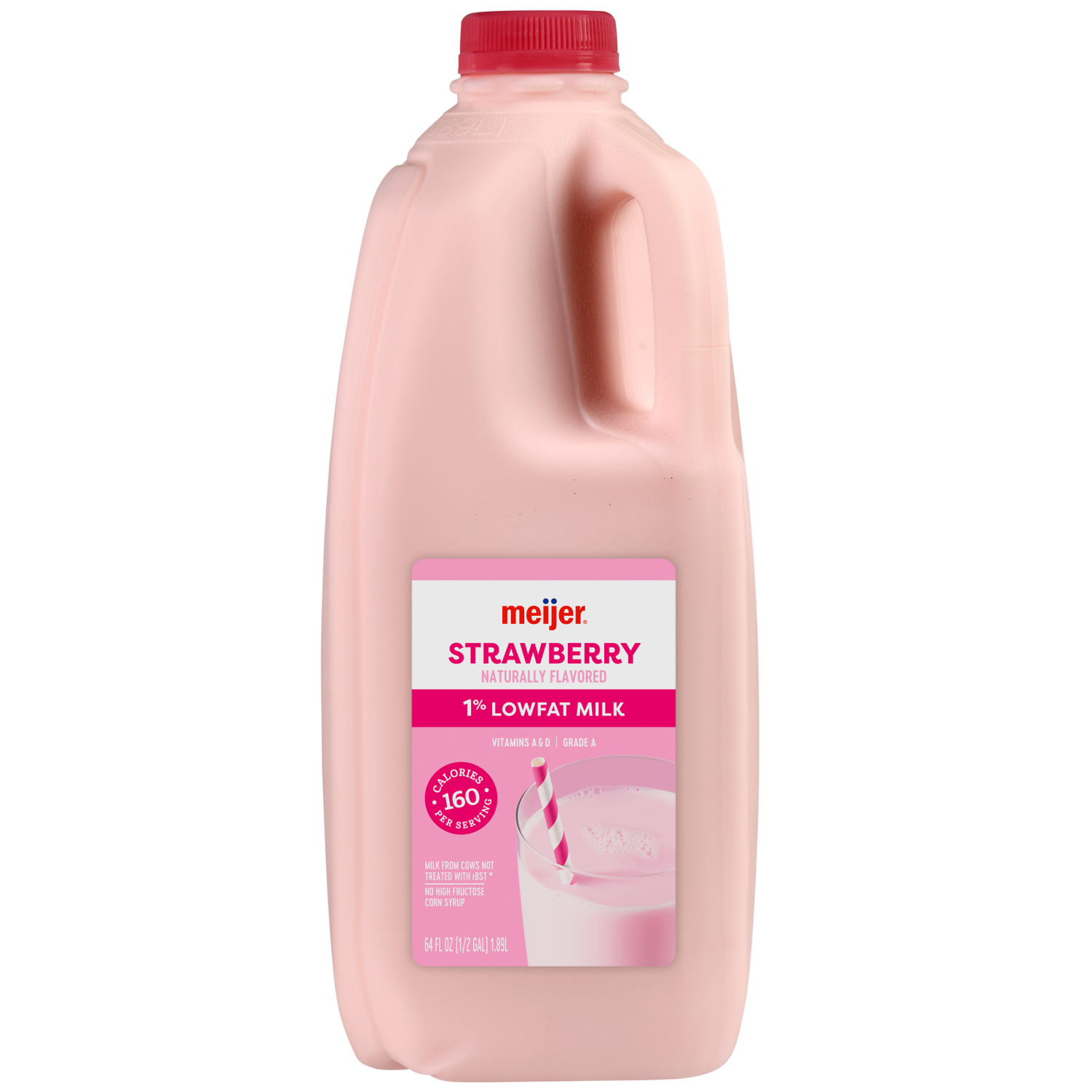 slide 1 of 2, Meijer 1% Low Fat Strawberry Milk, 1/2 gal