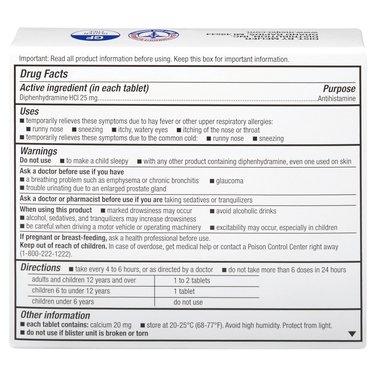 slide 3 of 4, Meijer Complete Allergy Medicine, Diphenhydramine HCl Tablets, Antihistamine, 25 mg, 24 ct