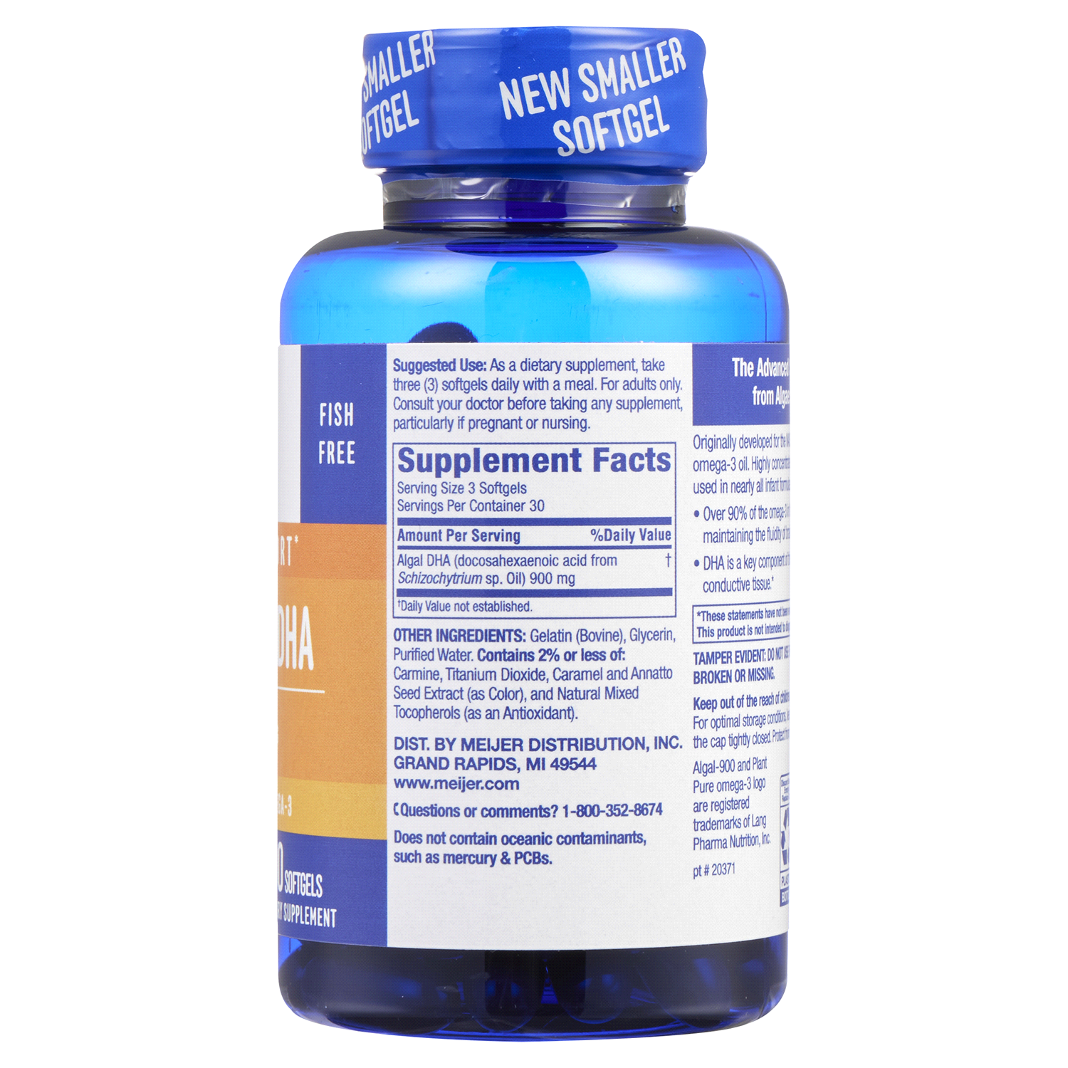 slide 3 of 4, MEIJER WELLNESS Meijer Algal 900 DHA Softgels Dietary Supplement, 60 ct