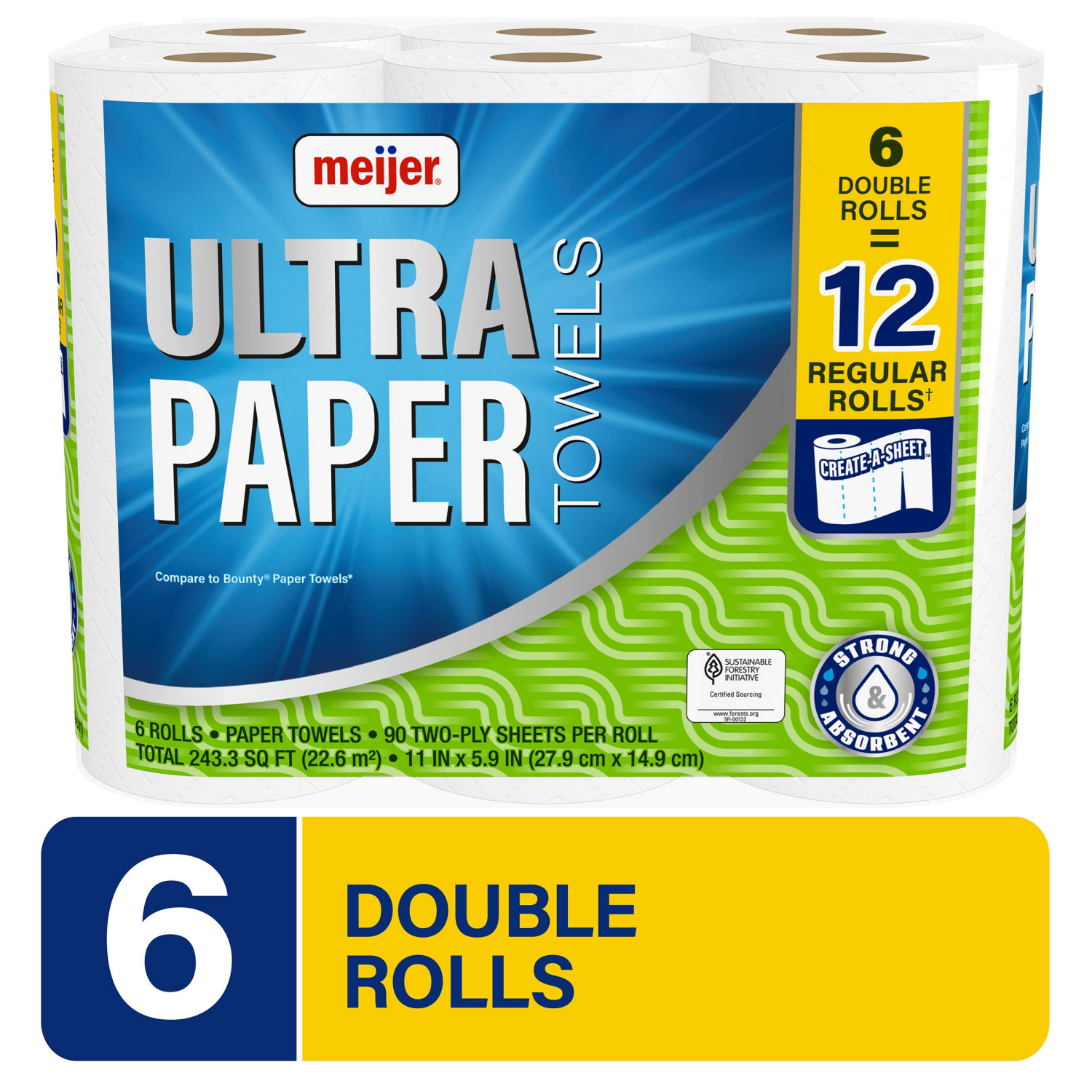 slide 1 of 8, Meijer Ultra Paper Towels, 6 Double Rolls, 6 ct