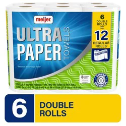 Ultra Paper Towels, 6 Double Rolls, White, 90 Sheets Per Roll