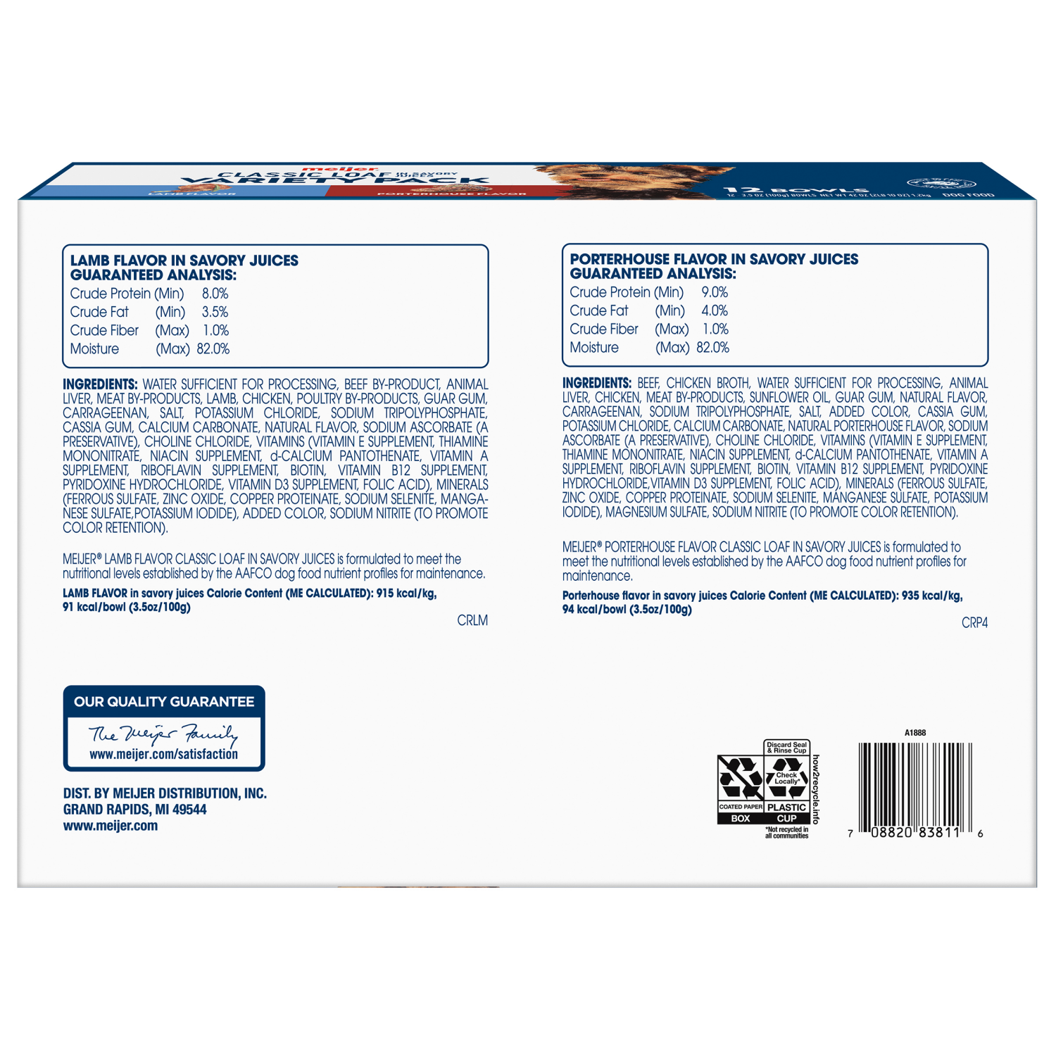 slide 2 of 8, Meijer Lamb and Porterhouse Wet Dog Food Cups Variety Pack 3.5 oz./12 ct., 12 ct; 3.5 oz