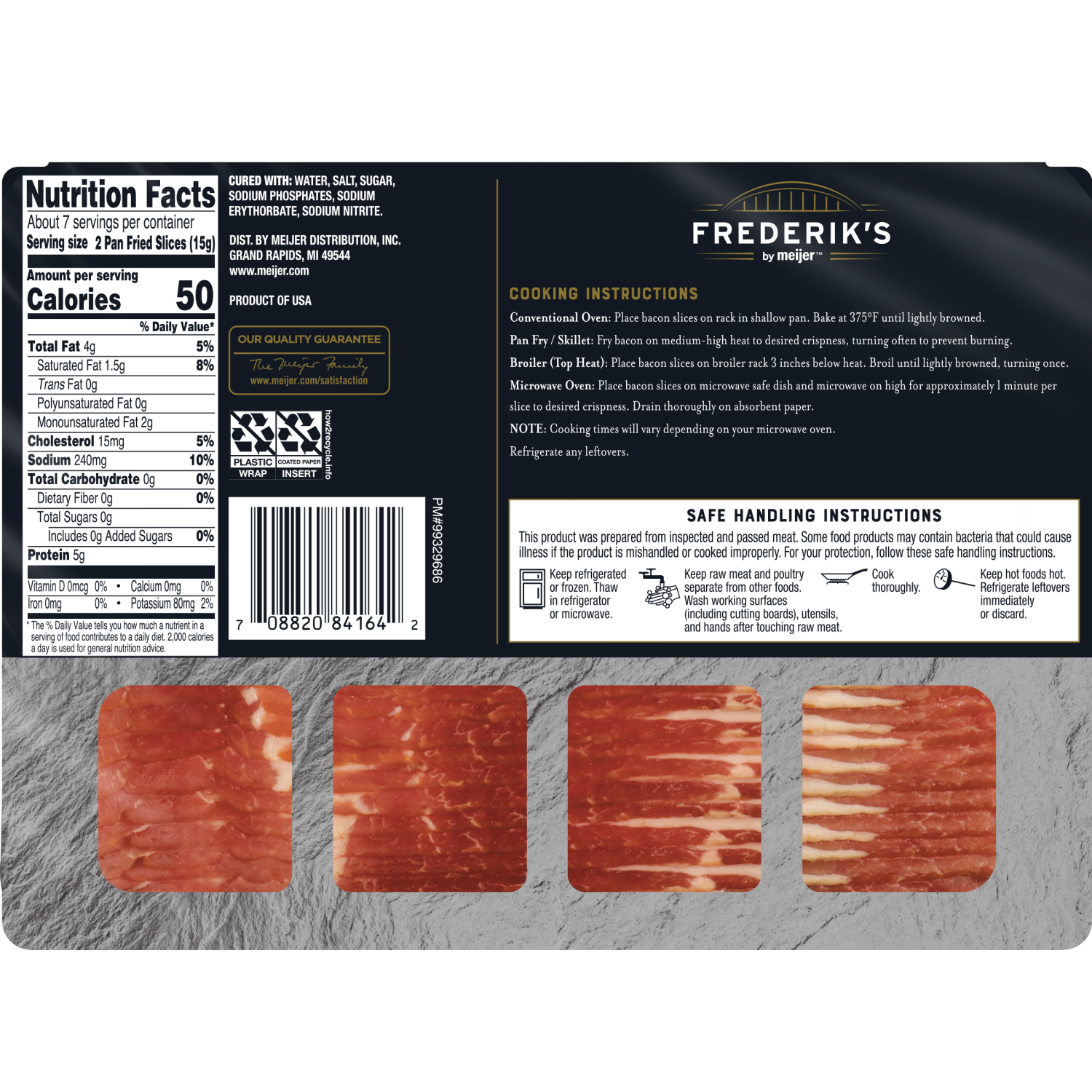 slide 2 of 2, Frederiks by Meijer Naturally Hardwood Smoked Center Cut Bacon, 12 oz, 12 oz
