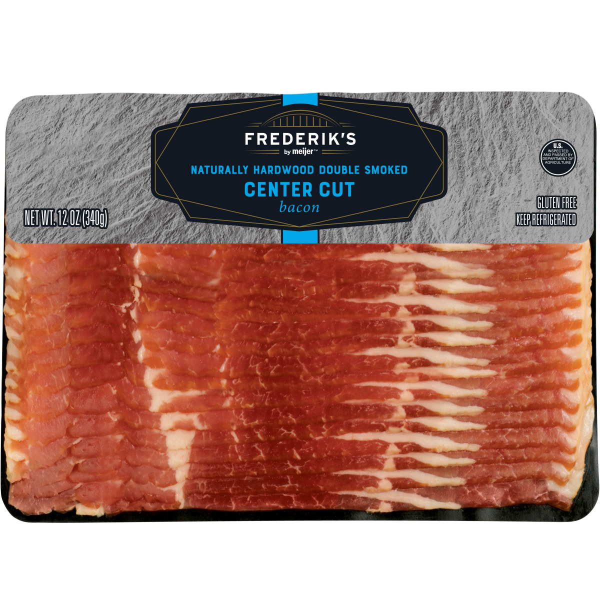 slide 1 of 5, FREDERIKS BY MEIJER Frederik's by Meijer Naturally Hardwood Smoked Center Cut Bacon, 12 oz, 12 oz