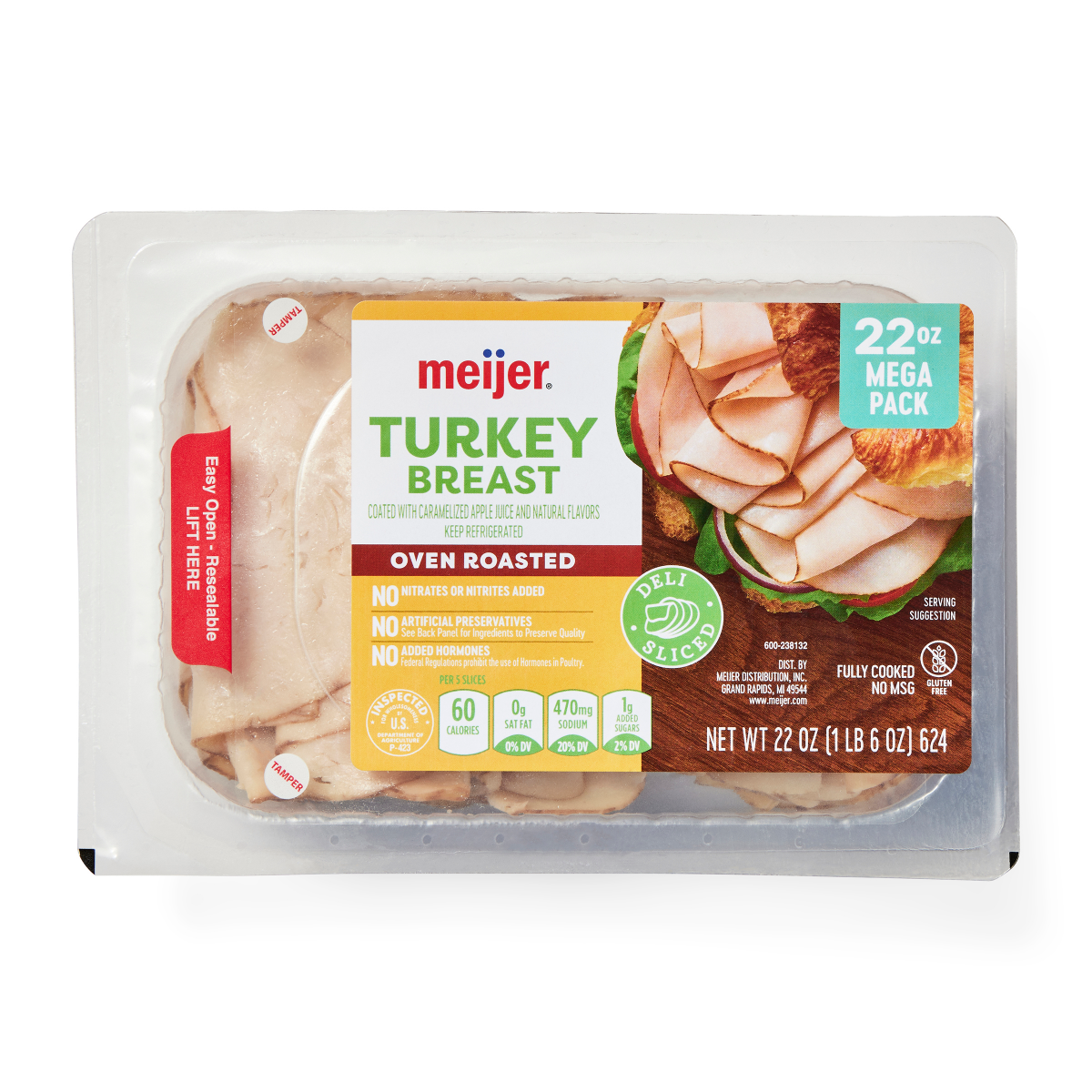 slide 1 of 9, Meijer Oven Roasted Turkey Lunch meat, 22 oz, 22 oz