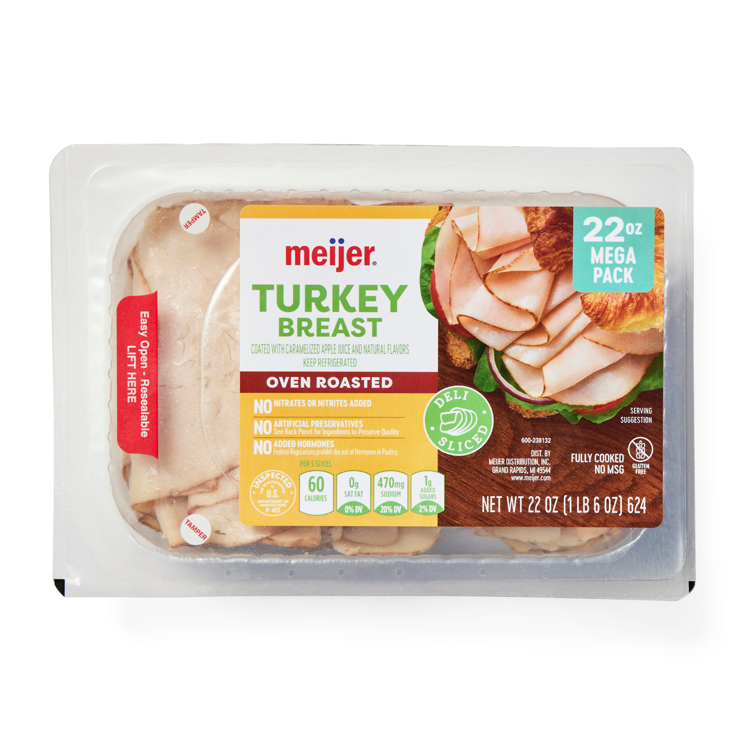 slide 1 of 3, Meijer Oven Roasted Turkey Lunchmeat, 22 oz