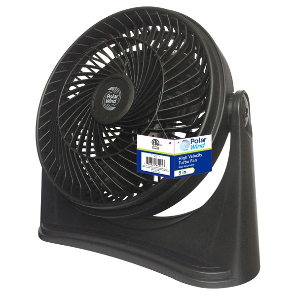 slide 2 of 9, Polar Wind 9 Inch High Velocity Turbo Fan, Black, 1 ct