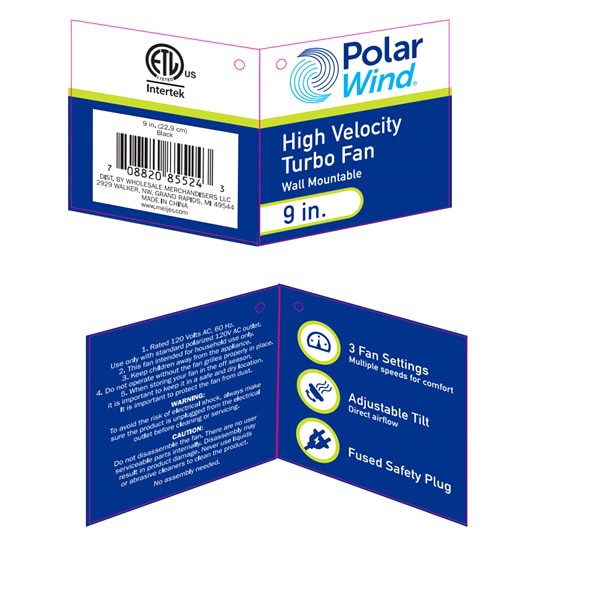 slide 8 of 9, Polar Wind 9 Inch High Velocity Turbo Fan, Black, 1 ct