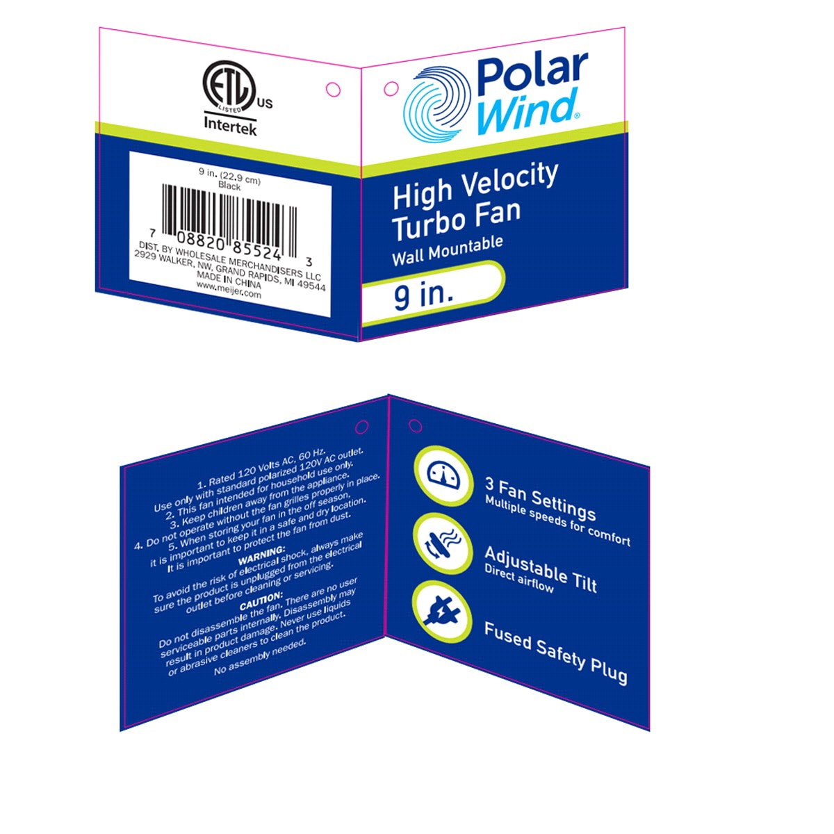 slide 4 of 9, Polar Wind 9 Inch High Velocity Turbo Fan, Black, 1 ct