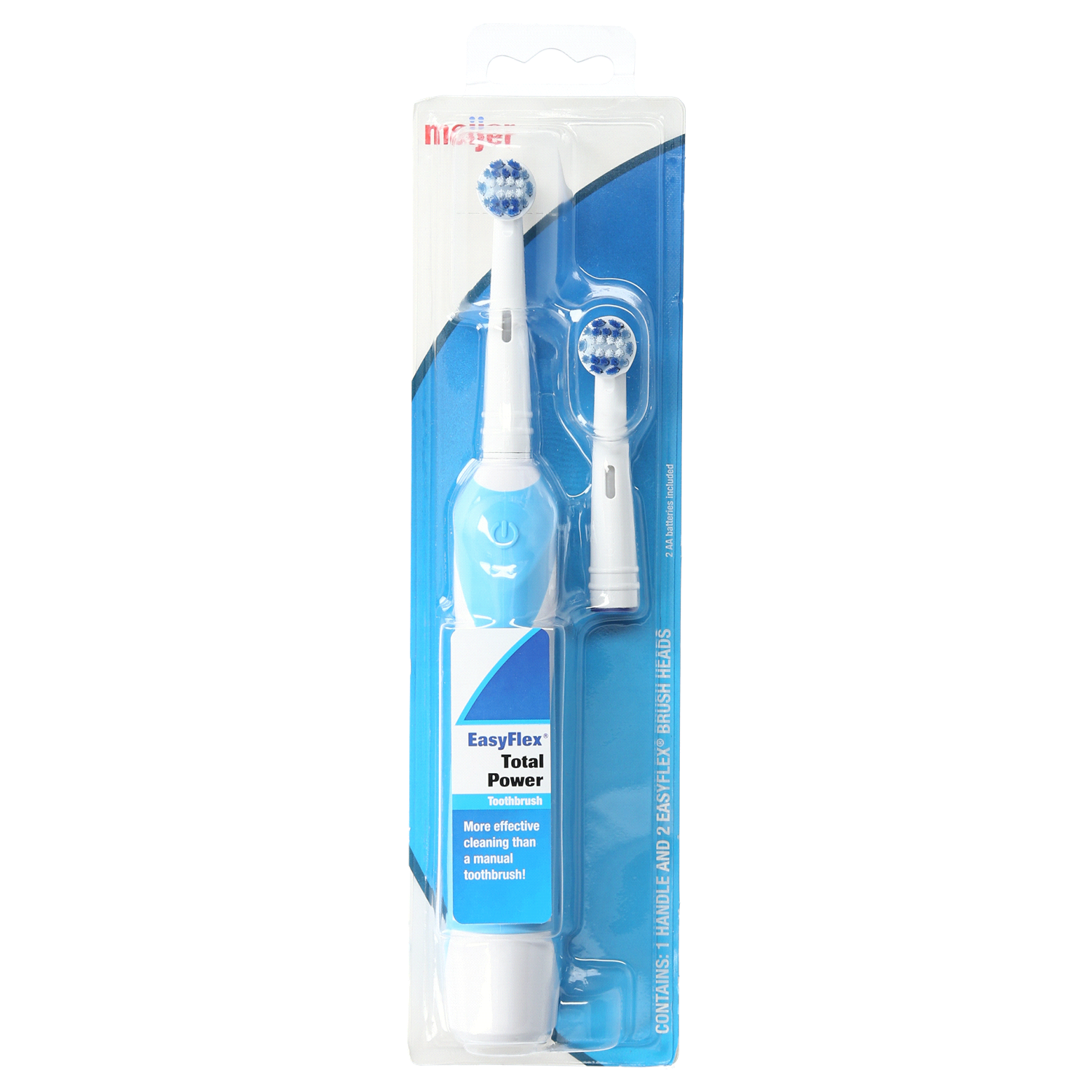 slide 1 of 2, Meijer EasyFlex Total Power Toothbrush With Refill, 2 ct