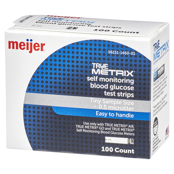 slide 7 of 29, Meijer True Metrix Self Monitoring Blood Glucose Test Strips, 100 ct