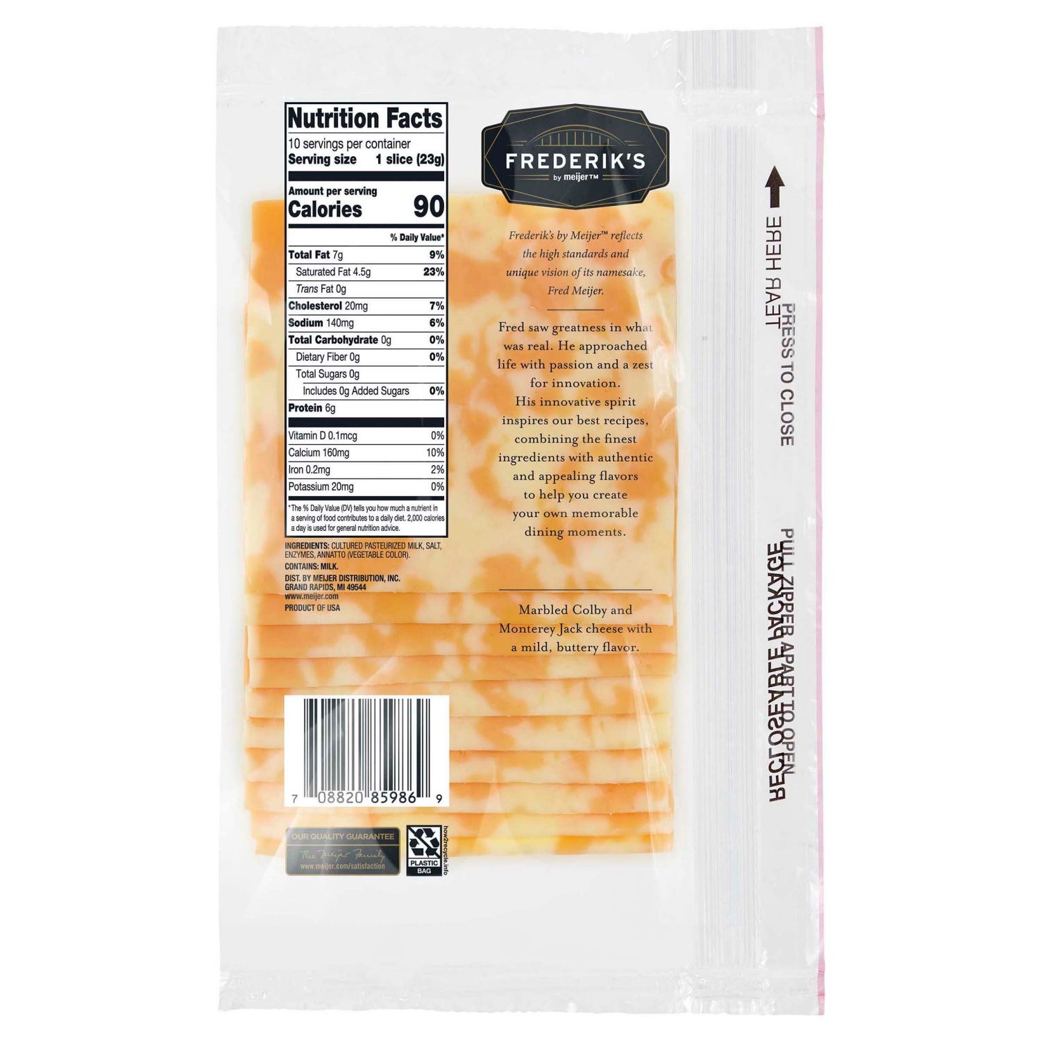 slide 2 of 2, FREDERIKS BY MEIJER Frederik's by Meijer Marbled Colby and Monterey Jack Sliced Cheese, 8 oz, 8 oz