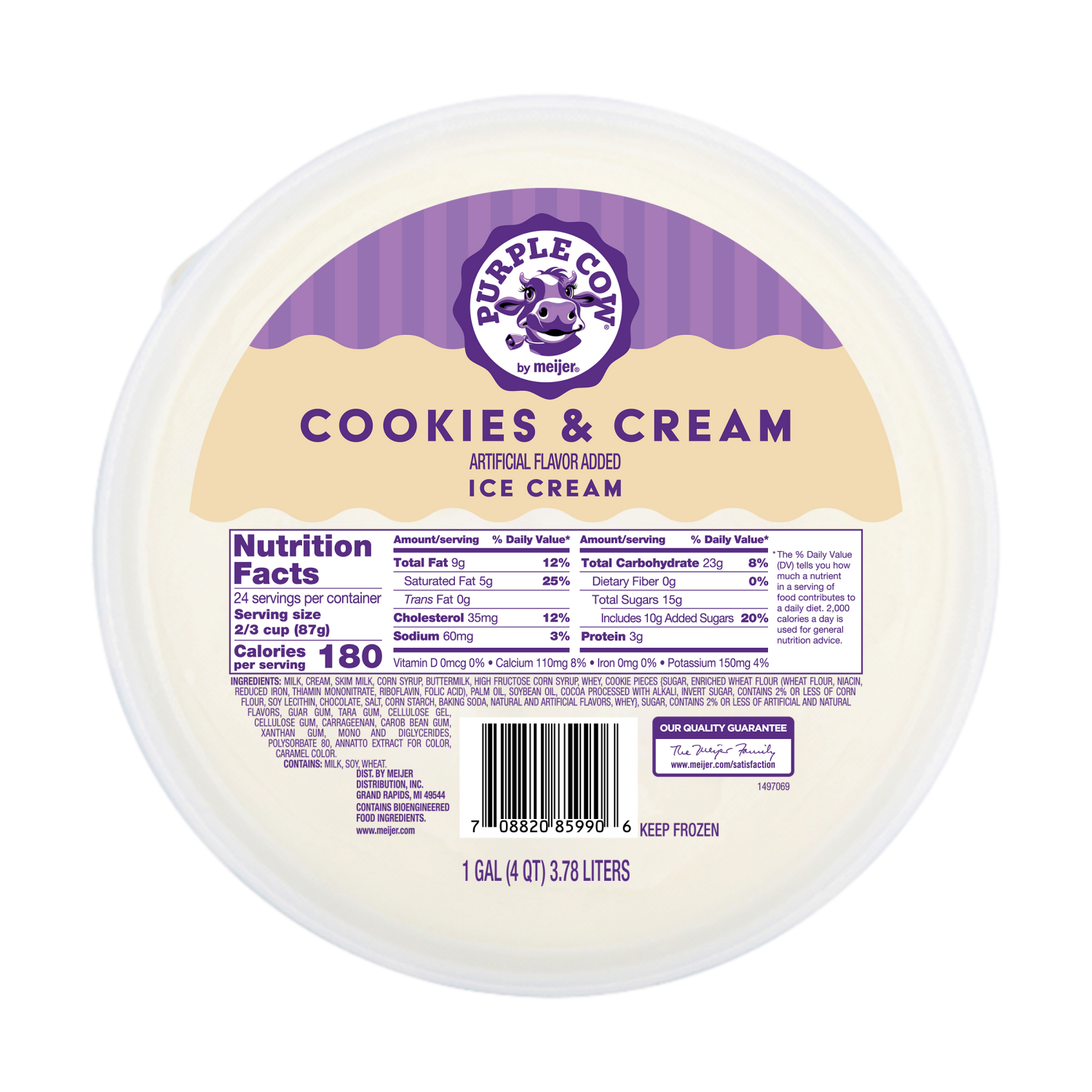 slide 5 of 5, Purple Cow Cookies & Cream Ice Cream, 1 Gallon, 1 gal