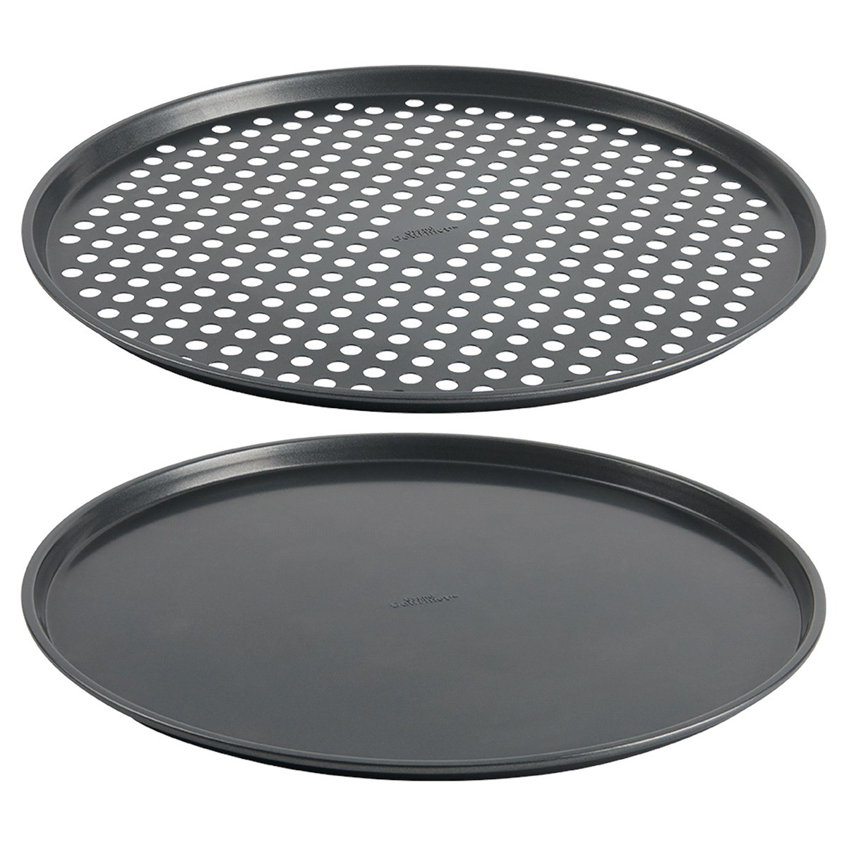 slide 2 of 2, Grand Gourmet Pizza and Crisper Pan, Dark Grey Set, 14", 2 ct