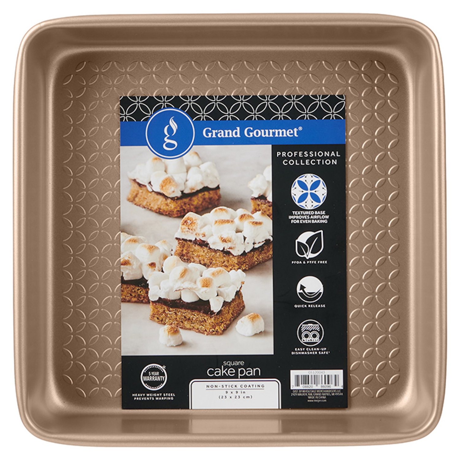 slide 1 of 2, Grand Gourmet Professional Square Cake Pan, 9", 9 in