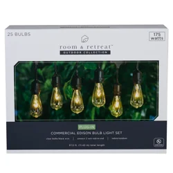 Room & Retreat Commercial Grade Edison Light Set, Black Wire