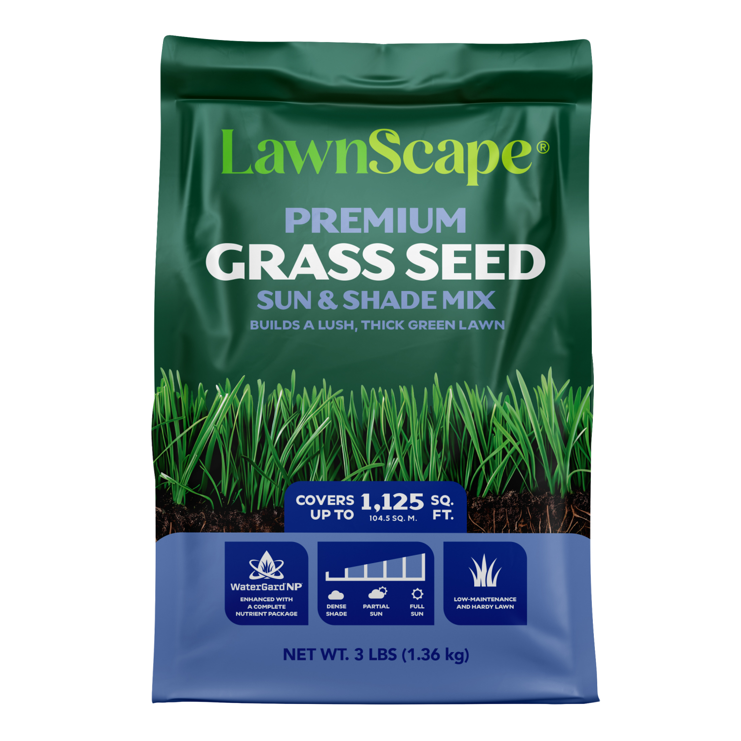 slide 1 of 4, LawnScape Premium Grass Seed Sun & Shade - 3 lb., 3 lb