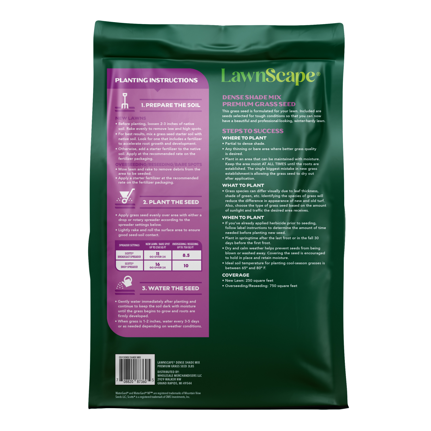 slide 2 of 4, LawnScape Premium Grass Seed Dense Shade , 3 lbs, 3 lb