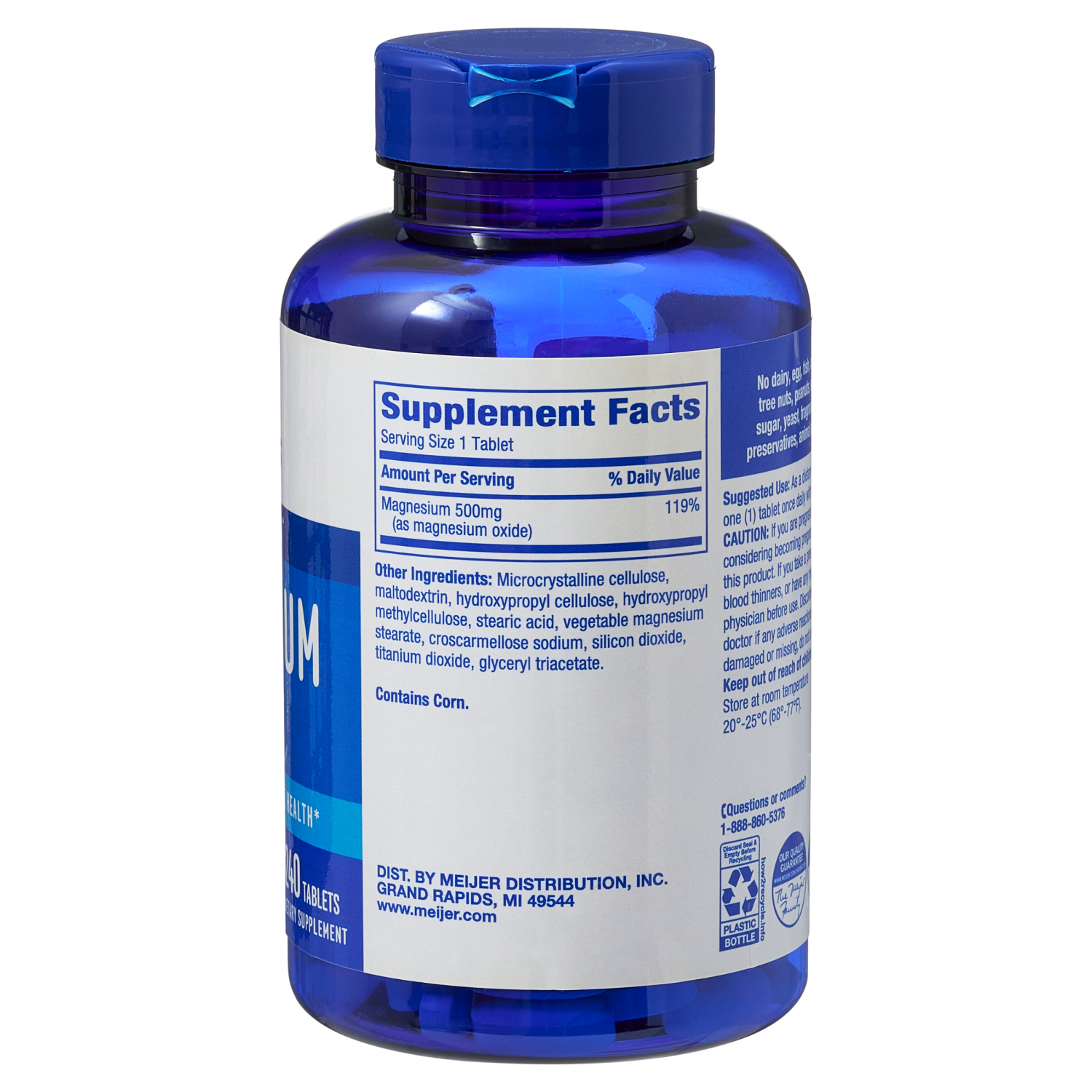 slide 2 of 2, Meijer Wellness Meijer Magnesium tablet, 500mg, 240 ct