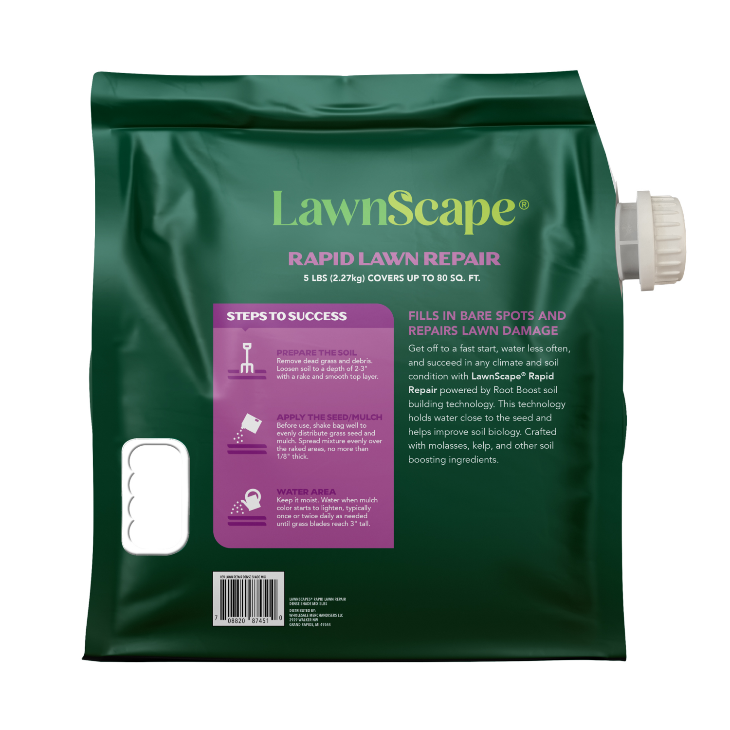 slide 2 of 5, LawnScape Rapid Lawn Repair, Dense Shade Mix, 5 lbs, 5 lb
