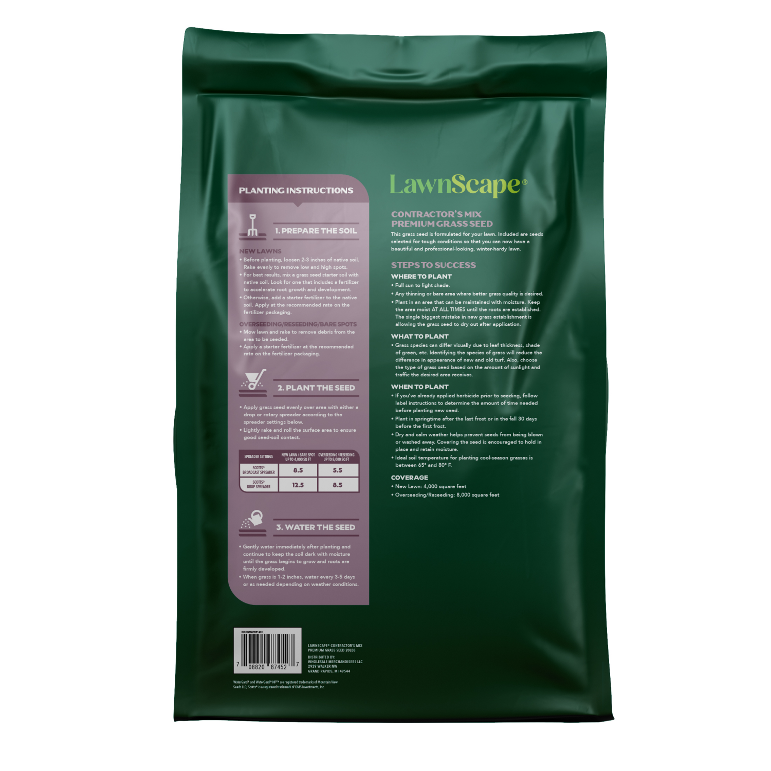 slide 2 of 3, Lawnscape Premium Grass Seed Contractor's Mix , 20 Lbs, 20 lb