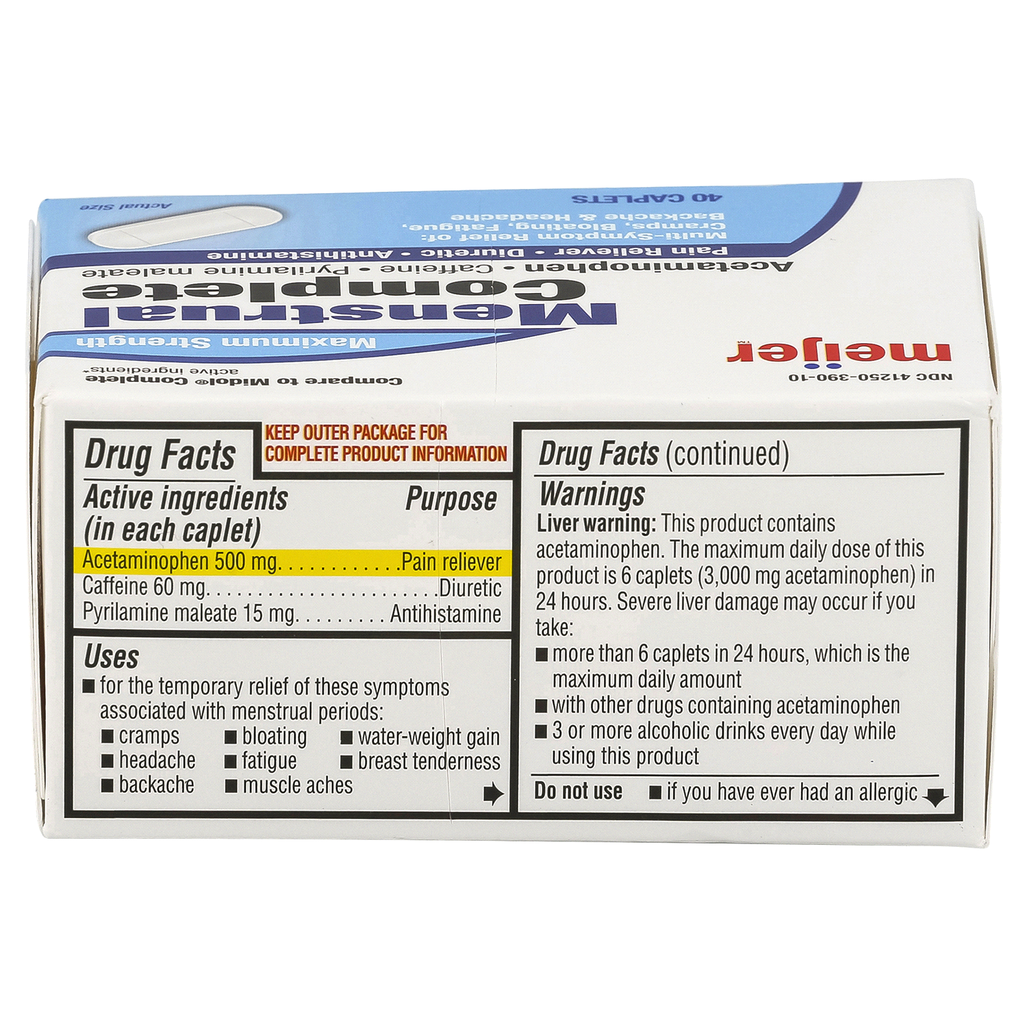 slide 4 of 4, Meijer Maximum Strength Menstrual Complete Caplets, 40 ct