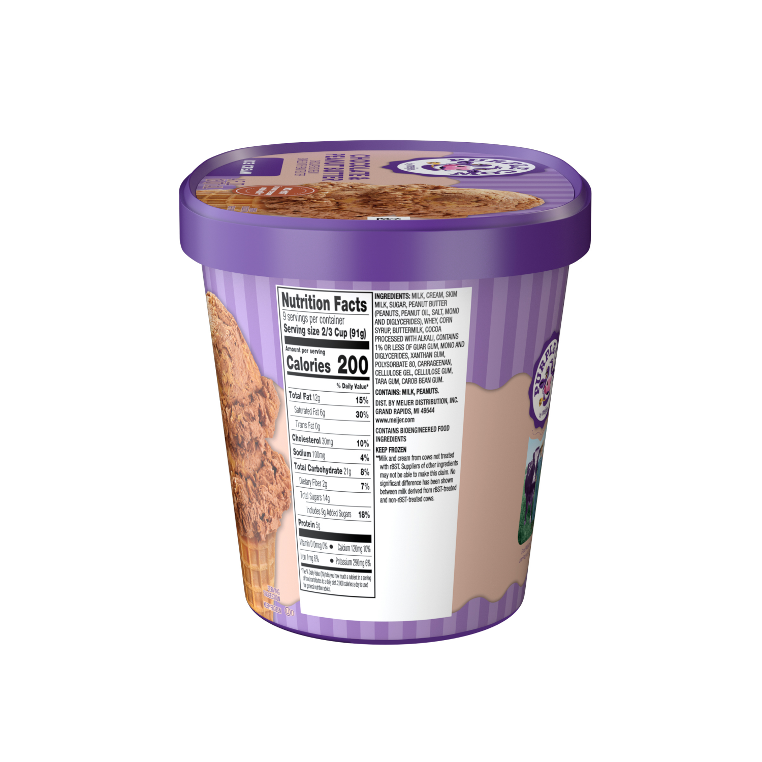 slide 4 of 5, Purple Cow Chocolate & Peanut Butter Ice Cream, 1.5 qt
