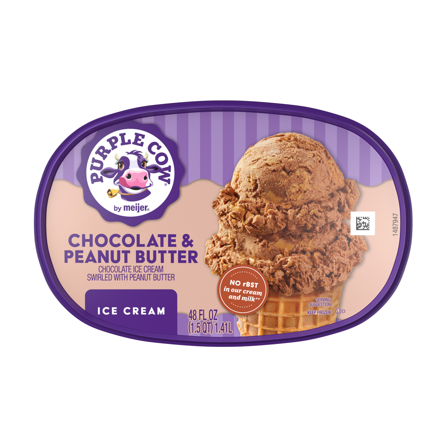 slide 5 of 5, Purple Cow Chocolate & Peanut Butter Ice Cream, 1.5 qt